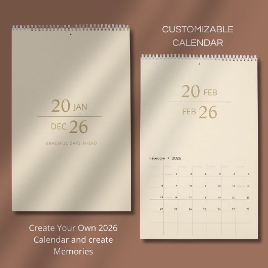 Calendrier Élégant Moderne Minimaliste 2026