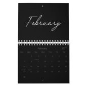 Calendrier Élégant Moderne Noir et Blanc Script 2027 (Feb 2027)