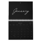 Calendrier Élégant Moderne Noir et Blanc Script 2027 (Jan 2027)