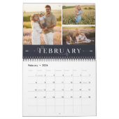 Calendrier Élégant Mois de la Marine Blanche Ornate Photo Col (Feb 2026)