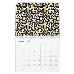 Calendrier Elegant Monochromatic Leopard Spots Wild Glam