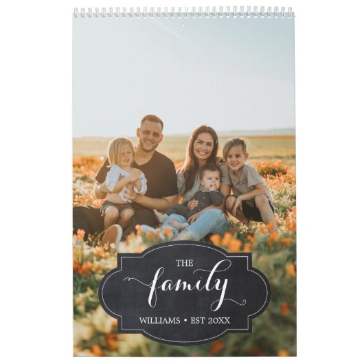 Calendrier Elégant Multi Photo Custom Script Famille Souvenir (Protection)
