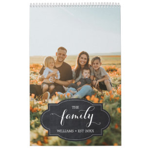 Calendrier Elégant Multi Photo Custom Script Famille Souvenir