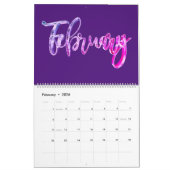 Calendrier Élégant Pink Purple Typographie Script Moderne (Feb 2026)