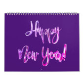 Calendrier Élégant Pink Purple Typographie Script Moderne (Protection)