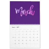 Calendrier Élégant Pink Purple Typographie Script Moderne (Mar 2027)