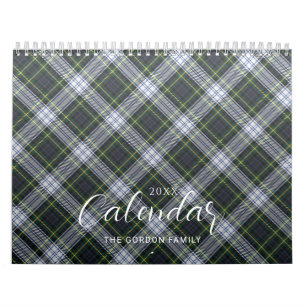 Calendrier Élégant Plaid Rustic Family 2024 Tartan