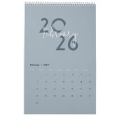 Calendrier Élégant Simple Bleu 2026 (Feb 2027)