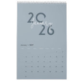 Calendrier Élégant Simple Bleu 2026 (Jan 2027)