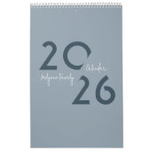 Calendrier Élégant Simple Bleu 2026 (Protection)
