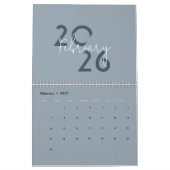 Calendrier Élégant Simple Bleu 2026 (Feb 2027)