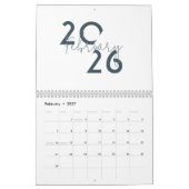 Calendrier Élégant Simple Bleu 2026 (Feb 2027)
