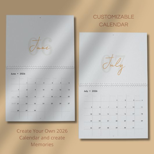 Calendrier Élégant Simple Moderne 2026