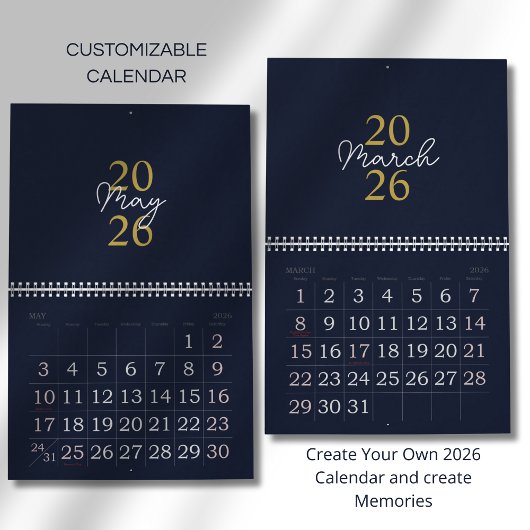 Calendrier Élégant Simple Moderne 2026