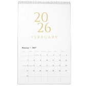 Calendrier Élégant Simple Or 2026 (Feb 2027)