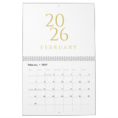 Calendrier Élégant Simple Or 2026 (Feb 2027)