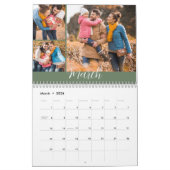 Calendrier Élégante famille de photo moderne verte 3 (Mar 2026)