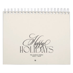 Calendrier Élégante photo personnalisée Calligraphie Crème No