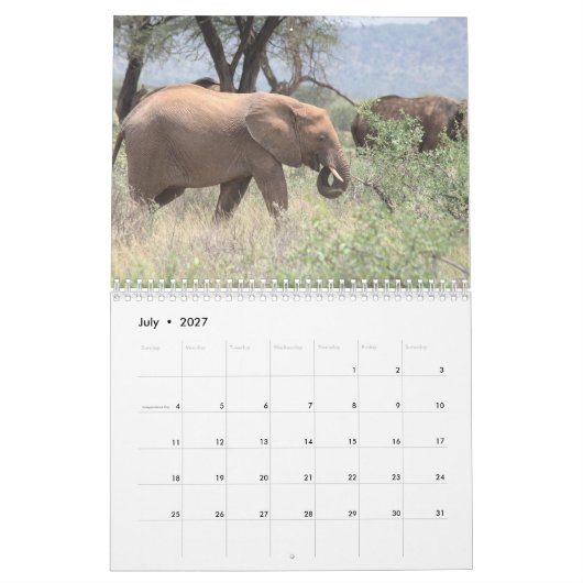 Calendrier éléphant (Jul 2027)