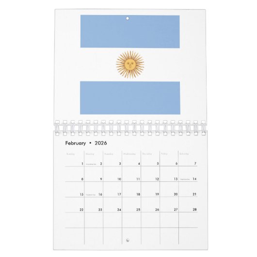 Calendrier Emblème du drapeau argentin (Feb 2026)