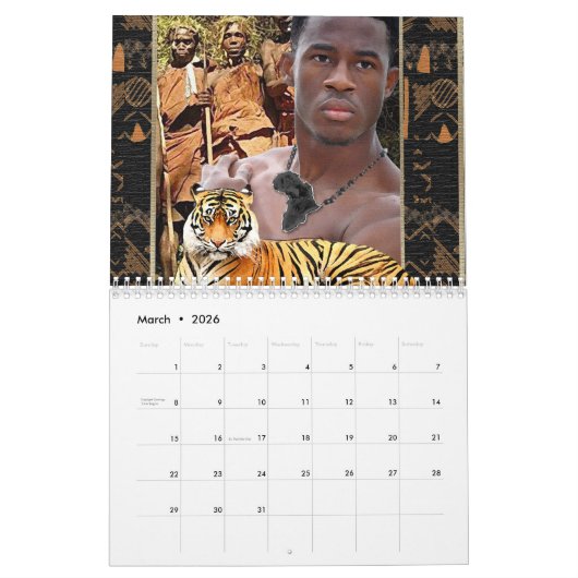 Calendrier "Embrassez l'essence de l'Afrique" (Mar 2026)