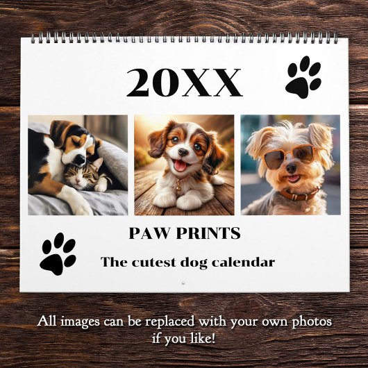 Calendrier Empreintes de pattes Pet Chien Photo Art Grand