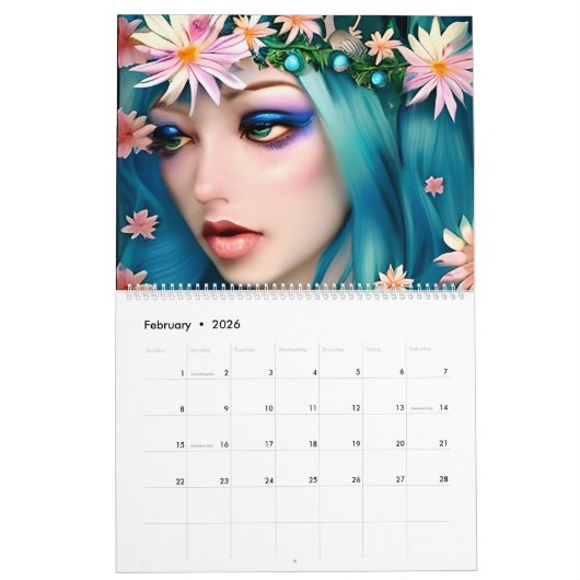 Calendrier enchanté | Art de style conte de fées (Feb 2026)