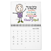 Calendrier Encouragement joyeux, joyeux, cochonneur de dessin (Mar 2026)