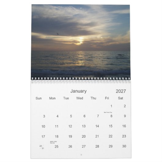 Calendrier Endroits spéciaux de vacances (Jan 2027)