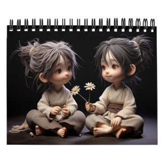 Calendrier Enfants Adorables Avec Fleurs