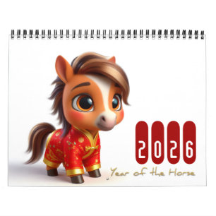 Calendrier Enfants chinois Zodiac Animaux Année du Cheval 202