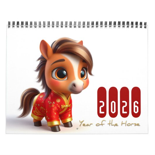 Calendrier Enfants chinois Zodiac Animaux Année du Cheval 202 (Protection)