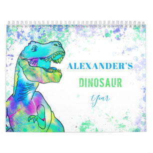 Calendrier Enfants Coloré Personnalisé Dinosaures