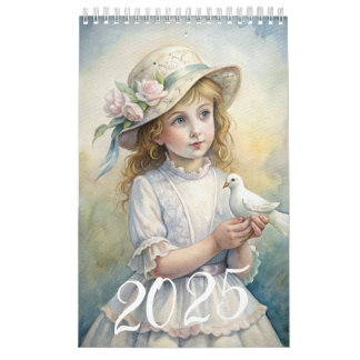 Calendrier Enfants filles Vintage Pâques Dove 2025