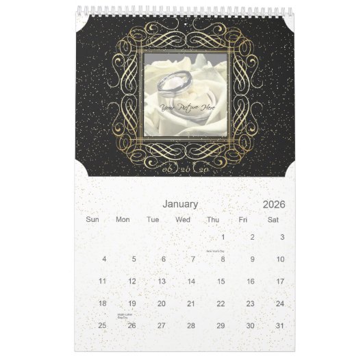 Calendrier Enregistrer la date Elegant Gold Foil Dots Look Sc (Jan 2026)