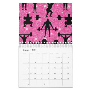 Calendrier Entraînement Fitness Gym Sport Paillettes Roses