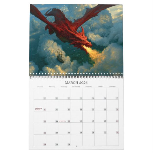 Calendrier Epic Dragon Art Fantasy Calendar (Mar 2026)