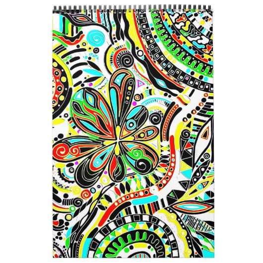 Calendrier Esquisse Imaginaire Art - Fleurs Abstraites 3 (Protection)