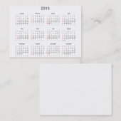 Calendrier et carte de visite de 2015 poches dans (Devant / Derrière)