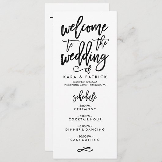 Calendrier et programme des Mariages lettres à la  (Devant / Derrière)