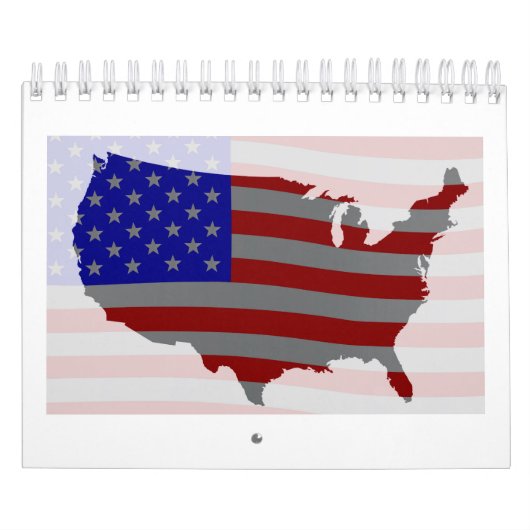 Calendrier Etats-Unis Carte Silhouette Et Drapeau (Protection)