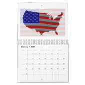 Calendrier Etats-Unis Carte Silhouette Et Drapeau (Feb 2027)