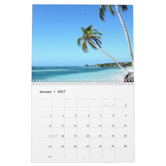 Calendrier Été tout au long de l'année, 2010 (Jan 2027)