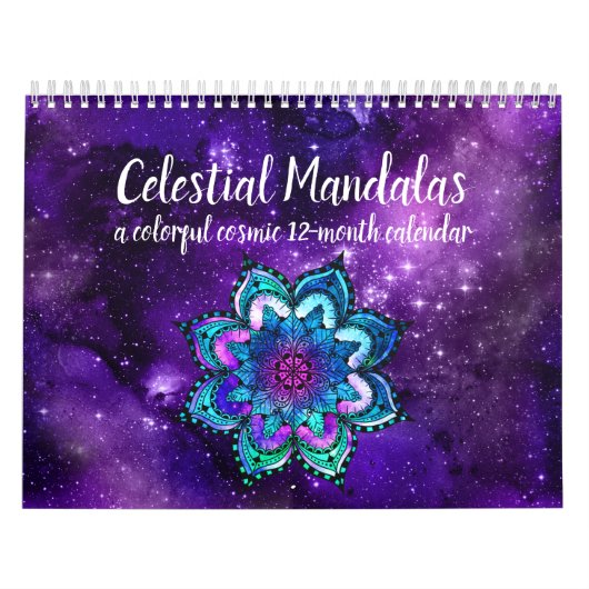 Calendrier Étoiles colorées Boho Celestial Mandalas Aquarelle (Protection)