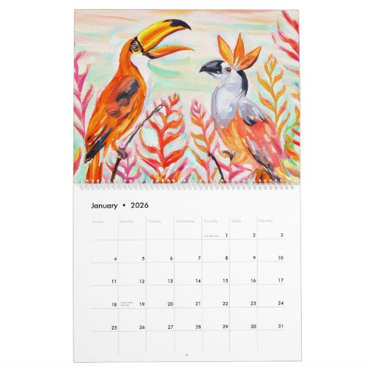 Calendrier Exotic Birds (Jan 2026)