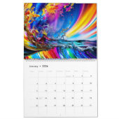 Calendrier Expressions Abstraites de couleur Paint arc-en-cie (Jan 2026)