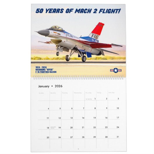 CALENDRIER F-16 VIPER - 50 ANS DE MACH 2 VOL ! (Jan 2026)