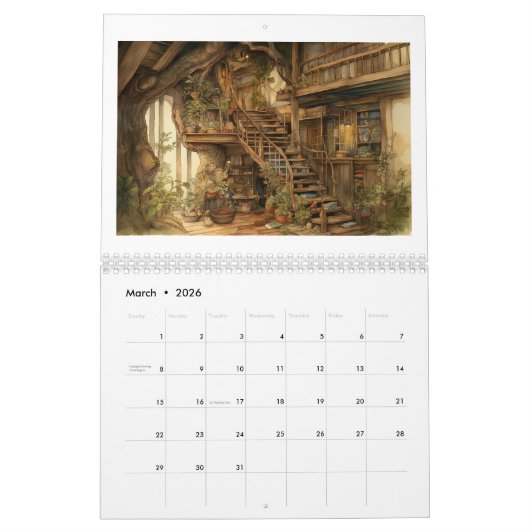 Calendrier Faery Tale Treehouse Interiors Calendar (Mar 2026)