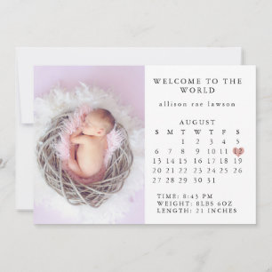 Calendrier faire-part de naissance