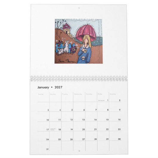 Calendrier fait avec des bandes dessinées de point (Jan 2027)